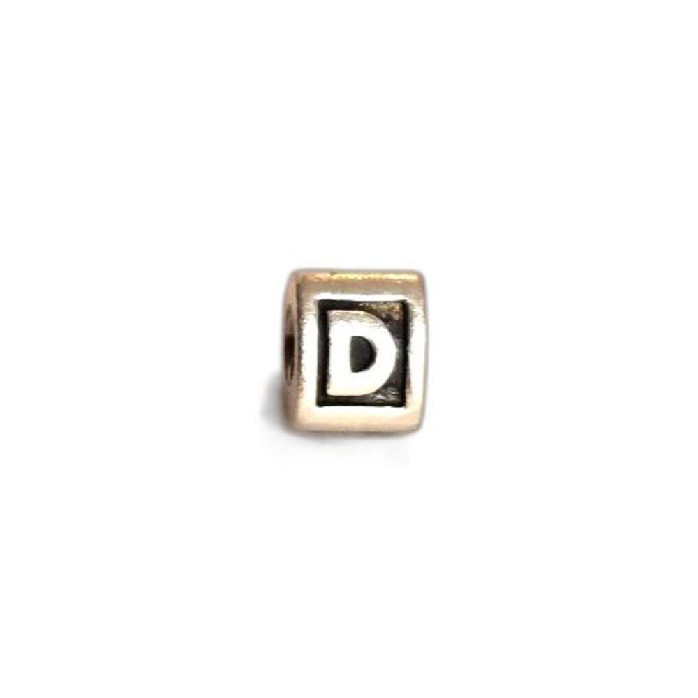 PANDORA Alpha Block Initial D Charm Sterling Silver Letter Bead